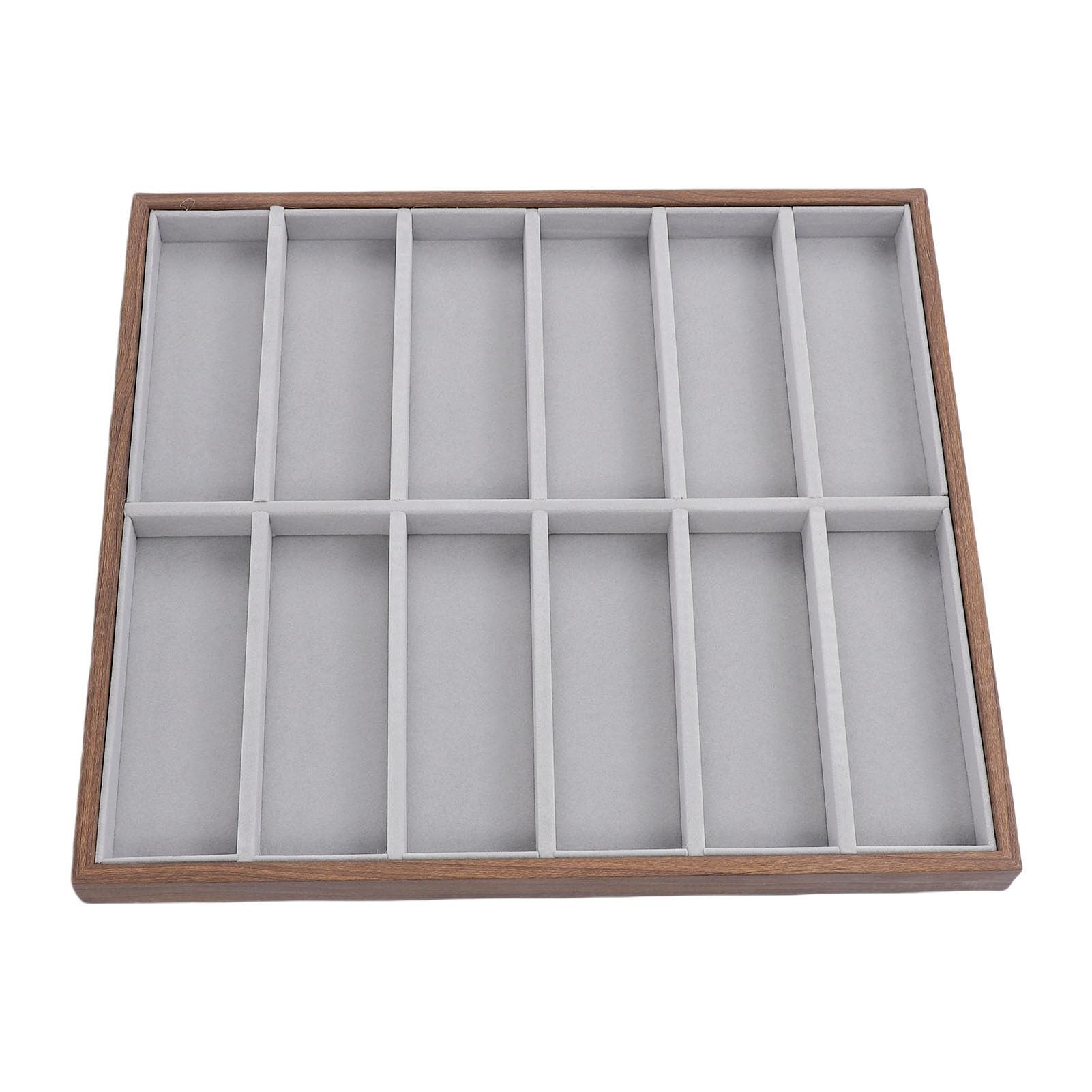 Fockety Scatola Organizer per Occhiali, 12 Griglie Organizer per Occhiali da Sole Organizer per Occhiali Vassoio Portaoggetti per Occhiali da Sole con Venature del Legno per Occhiali,