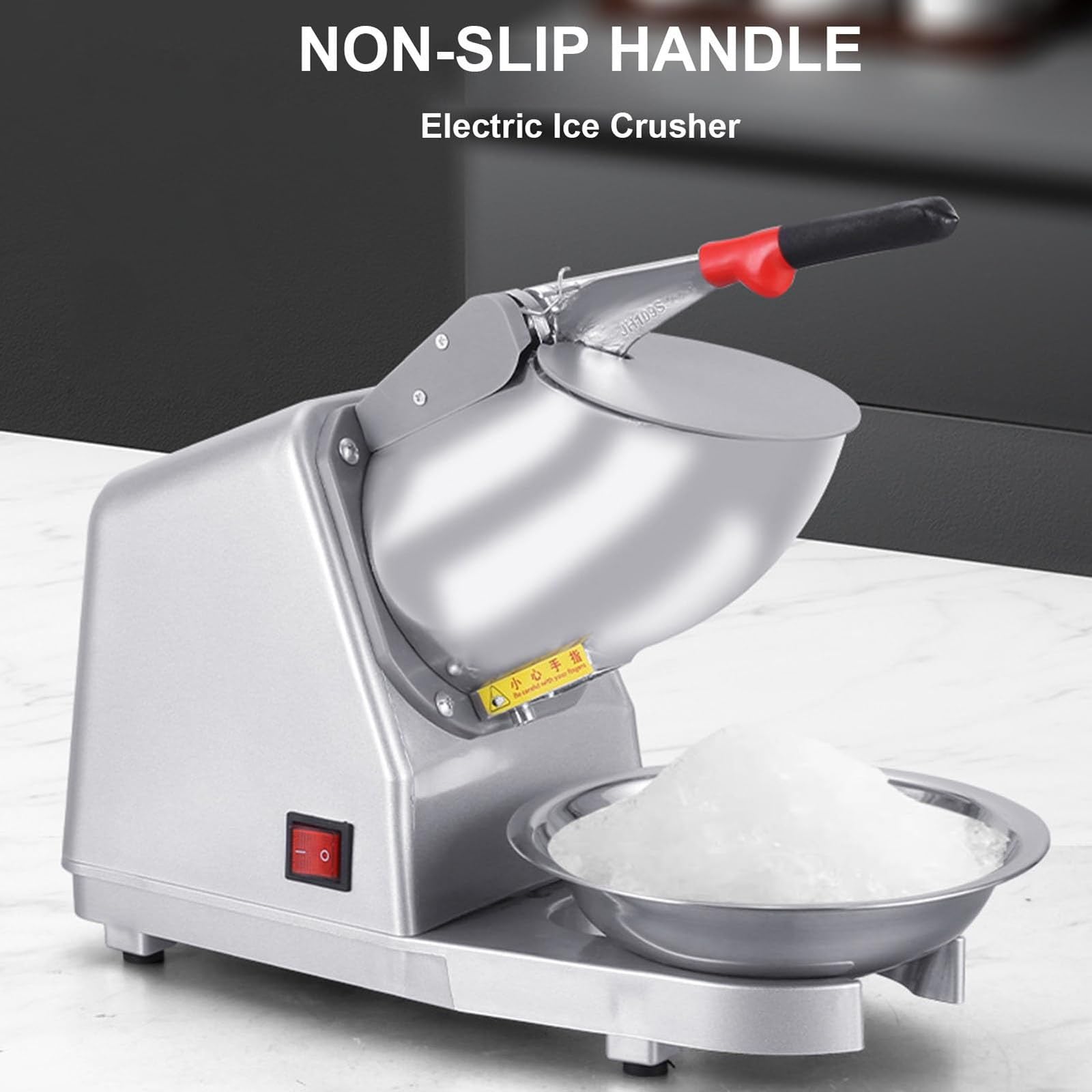 Elektrischer Eiszerkleinerer, 85 kg/h, Doppeldeckel, kommerzielle Crushed-Ice-Maschine, 2200 U/min, einstellbare Dicke, for Bars, Cafés, Snackbars und Privathäuser