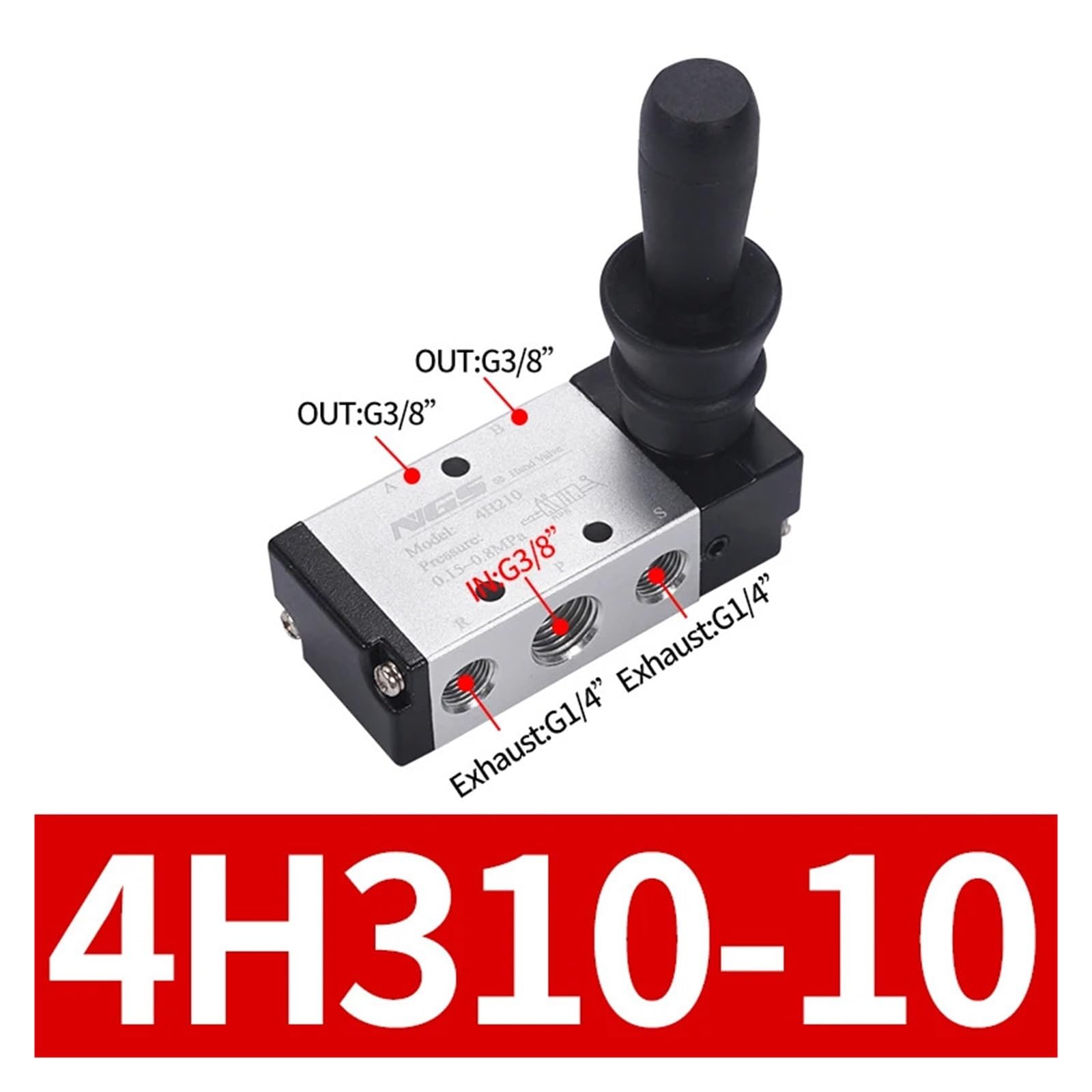 4H210-06 4H210-08 4H310-08 4H310-10 4H410-15 Elettrovalvola elettrica con valvola pneumatica azionata a leva manuale(4H310-10)