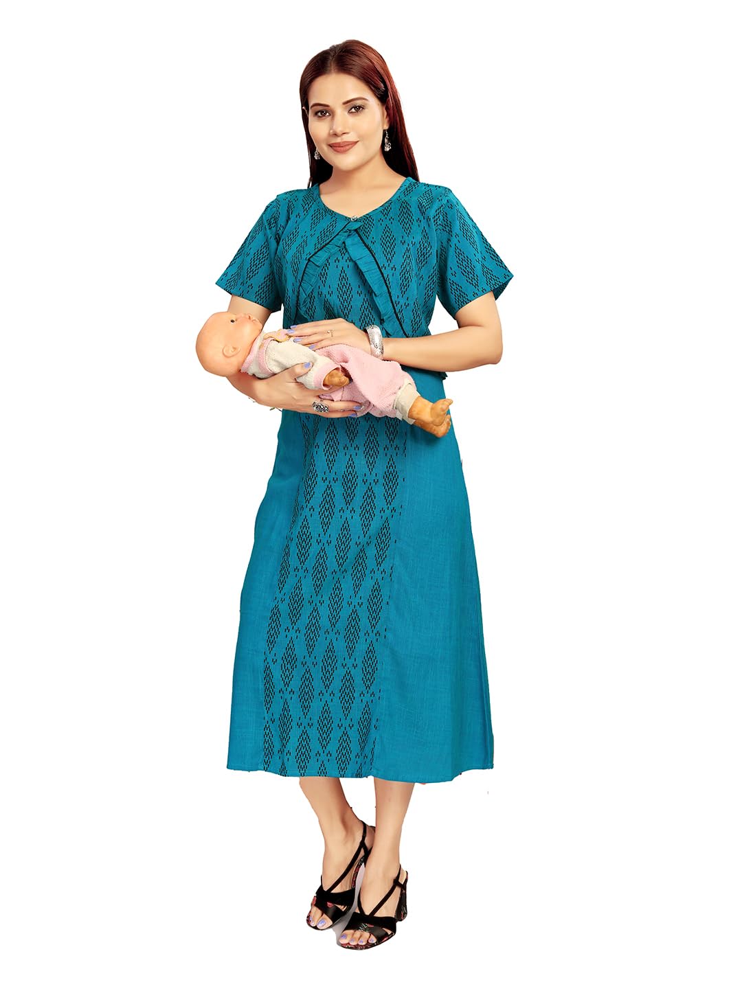 B2F Women’s Cotton Feeding Kurti with Beautiful Neck Embroidery & Hidden Zip for Nursing Maternity Kurta-image-44