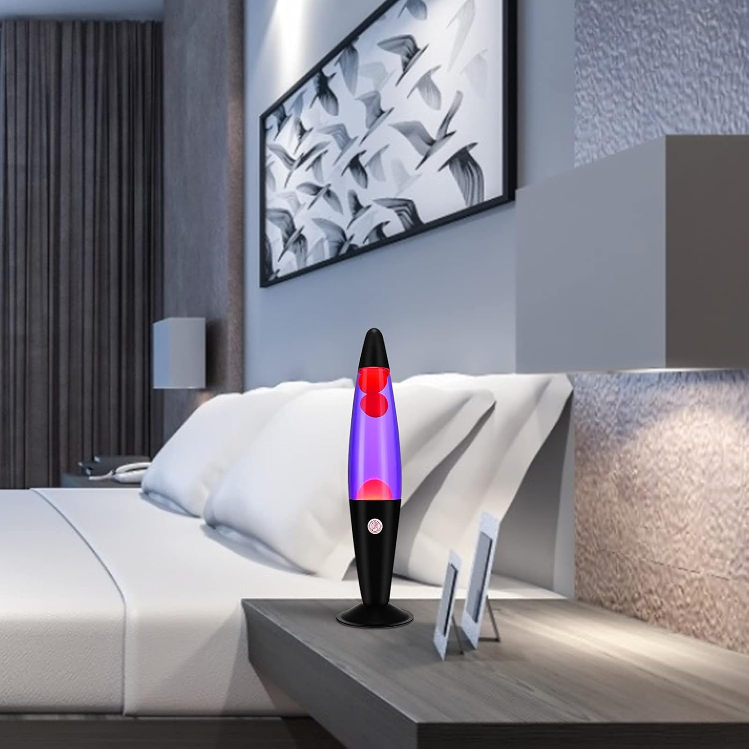 EDIER Magma Lamp, 16 Inch Black Motion Lamp Purple with Orange Wax Relaxing Night Light for Adults Night Light for Home Office Decor Great Gift for Kids Women Girls Boys Birthday (One More Free Bulb)