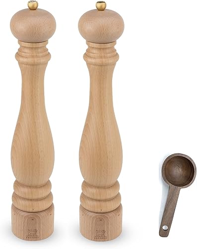 Miniatura 9 de Peugeot Paris u'Select - Molinillo manual de 6 ajustes de madera de haya con cuchara de especias de madera, hecho en Francia