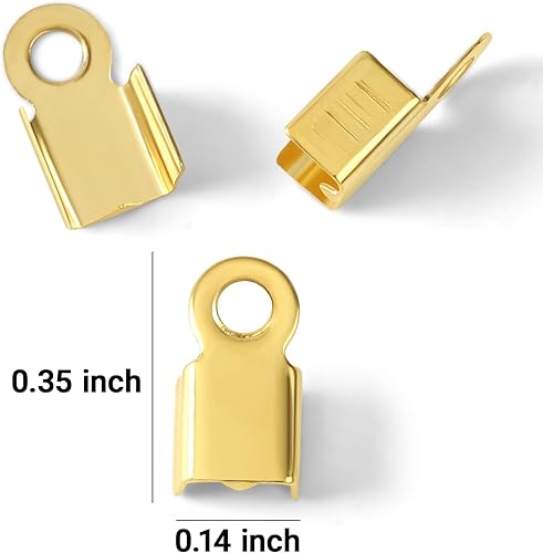 Miniatura 2 de 200 puntas de extremo de cable plegables, tapas de extremo plegables de cuero, puntas de cierre de cinta de cuero, conector de joyería para