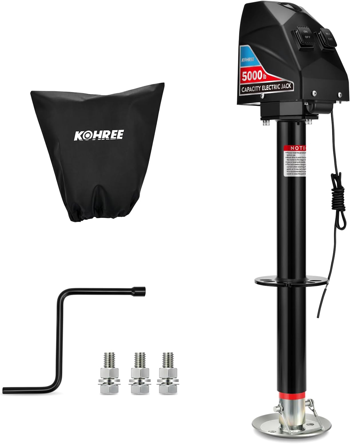 Kohree RV Electric Trailer Jack 5000lbs, Electric Power Tongue Jack