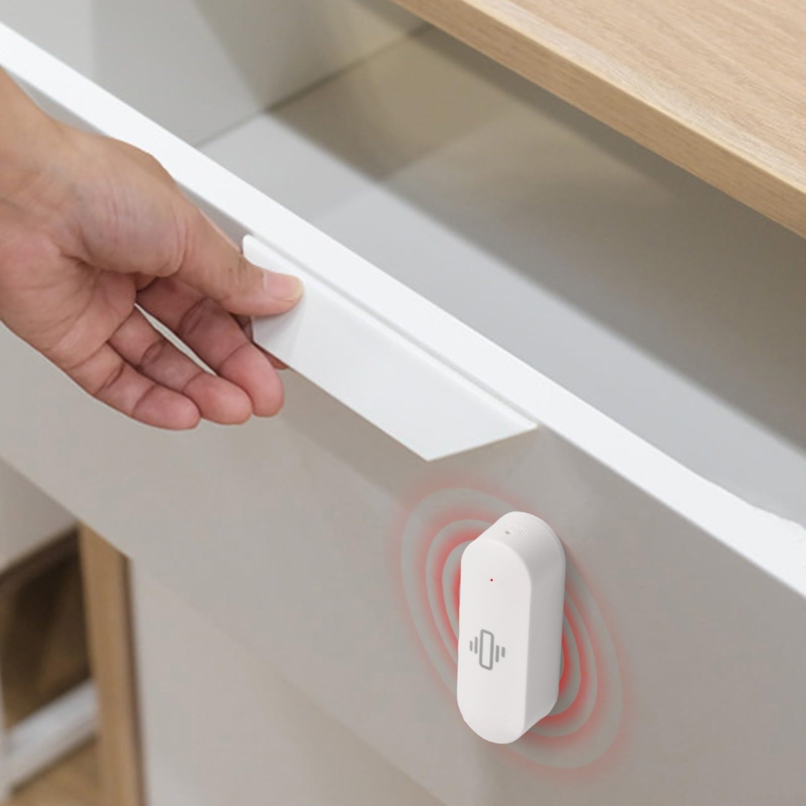 Sensor de vibración inteligente: detector de rotura de vidrio inalámbrico, sensor de puerta WiFi con alarmas de aplicación, sensibilidad ajustable, sensor de seguridad (4 piezas)