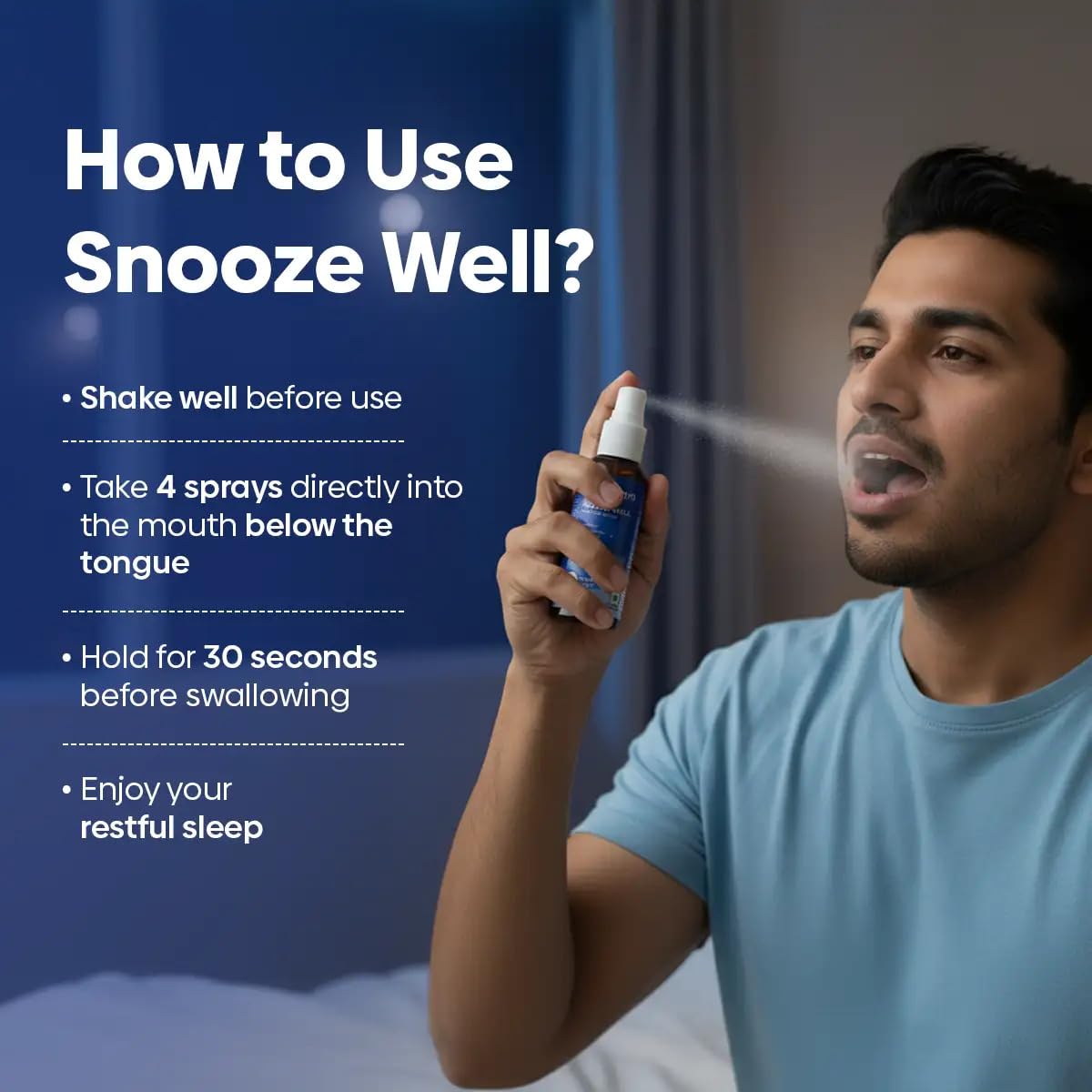 Muditam Ayurveda Snooze Well Sleep Spray | Melatonin & Herbal Blend for Deep Sleep | Fast-Acting Sublingual Oral Spray | Peppermint | 50 mL | Pack of 1 — Amazon image 6