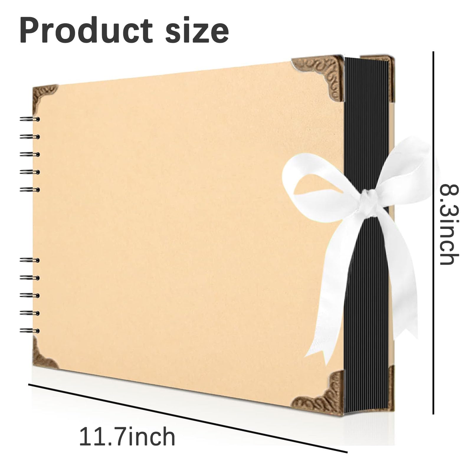 Album de scrapbooking 40 pages (27,9 x 20,3 cm) en papier kraft épais 200 g/m², livre de souvenirs photo, album de scrapbooking pour mariage, anniversaire, famille, marron