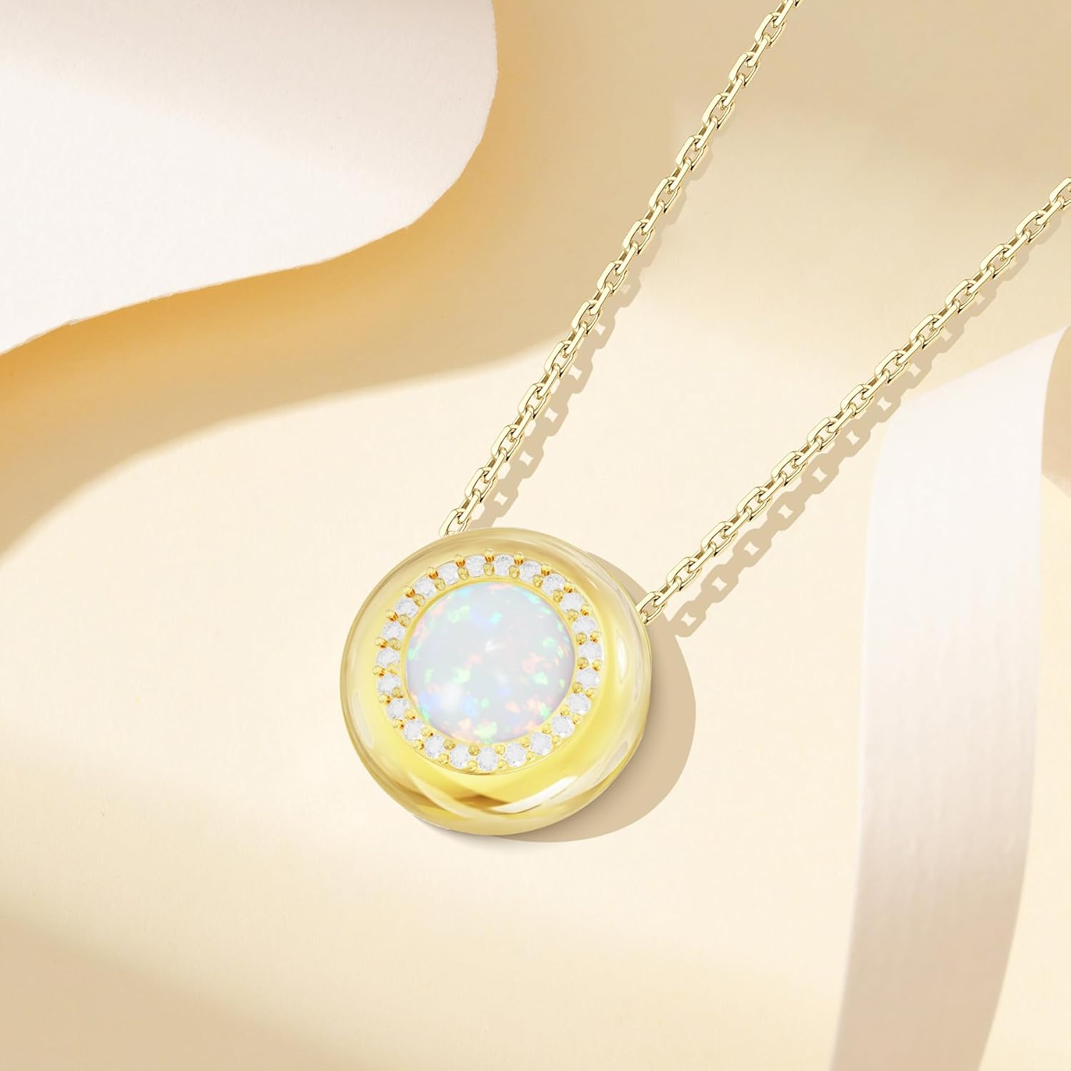 Birthstone / Tigers Eye / Opal / Moomstone Necklace for Women, Sterling Silver Tiger Eye Stone Necklace with 16K Gold Plated and 5A CZ, Dainty Statement Healing Natural Gemstone Jewelry Christmas Gift for Women on Birthday Anniversary Christmas for Wife Girlfriend Her - Image 4