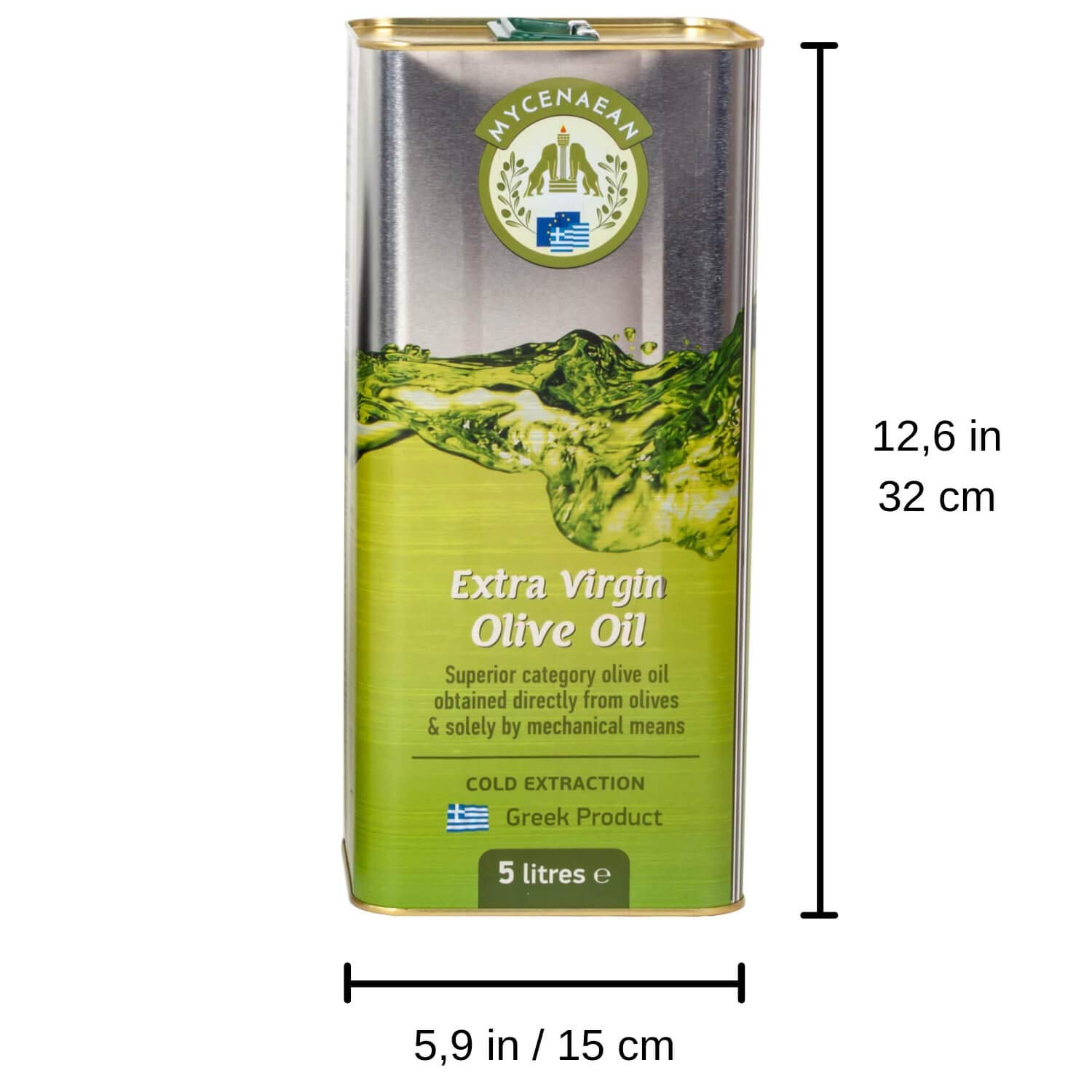 Mycenaean | Aceite de oliva virgen extra 5 litros | Primer Prensado en Frío de Grecia | Del Peloponeso, en latas