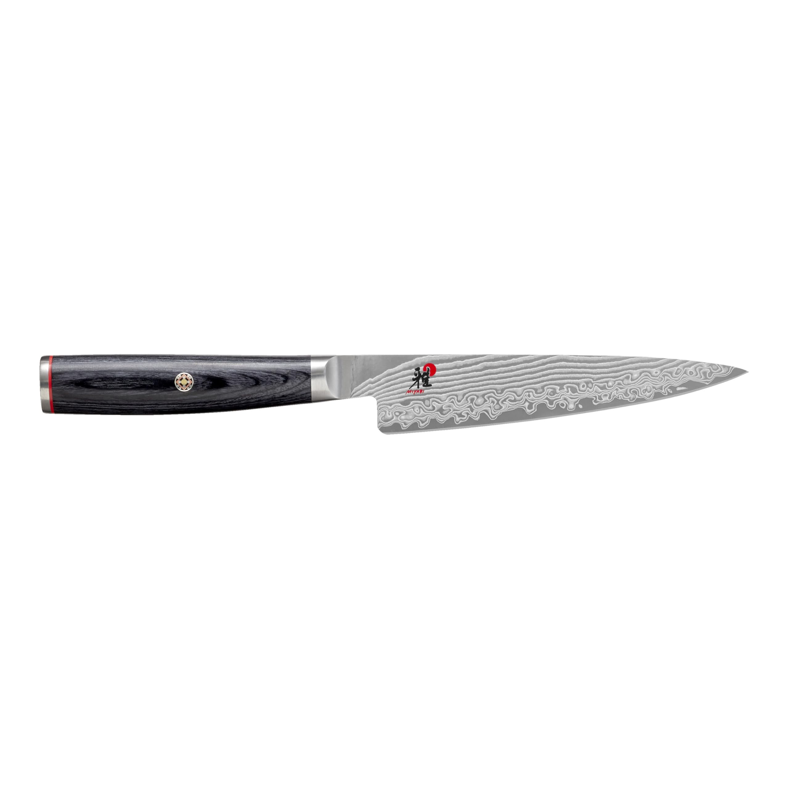 Miyabi Kaizen II Japanese 4.5-inch Utility Knife, Versatile Kitchen Knife, Black Pakkawood Handle, 48-Layer Flower Damascus Pattern, Handrafted in Seki, Japan