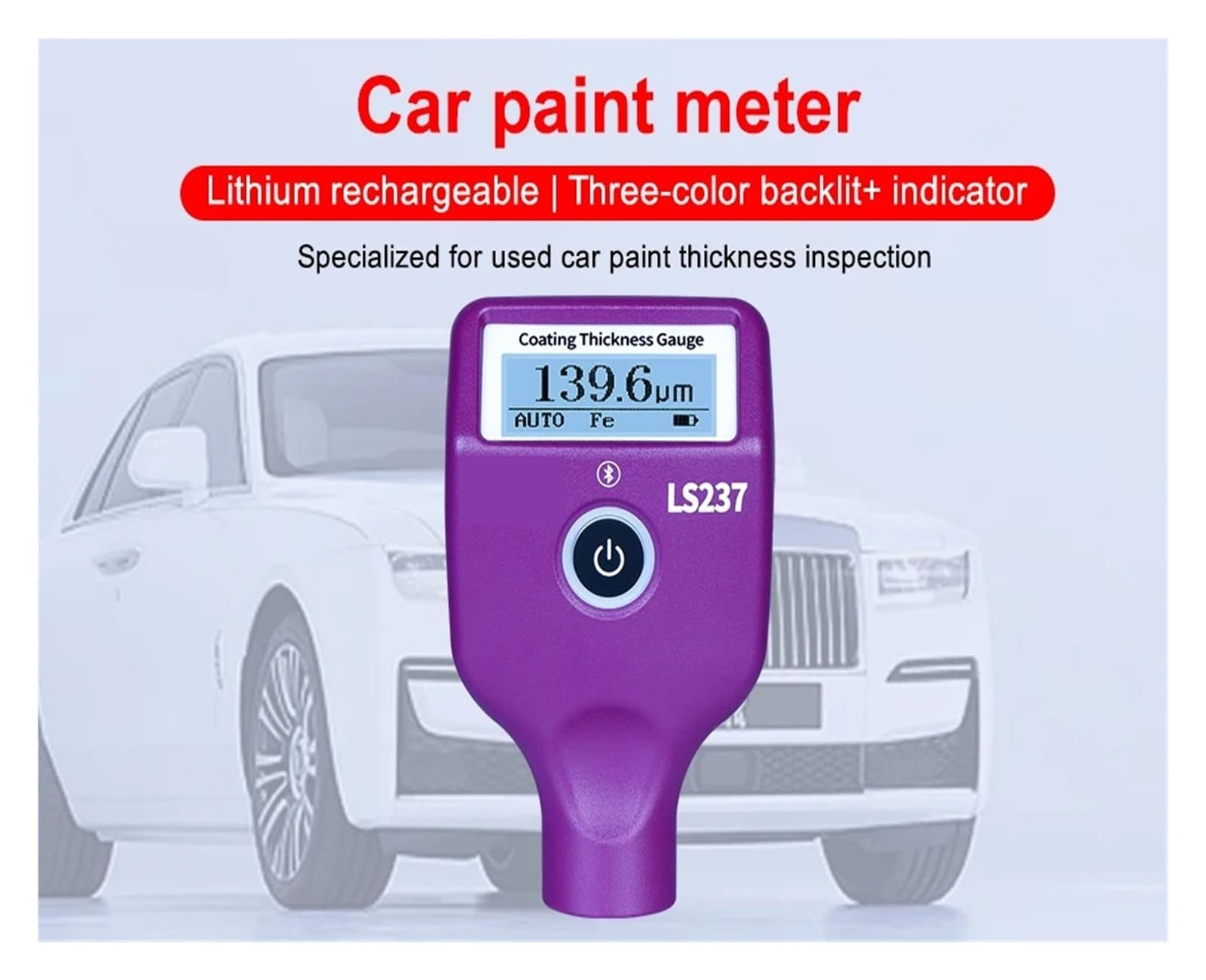 LS237 Farbdickenmessgerät mit Bereich 0,0–3500 m, 0,1 m/1 m Einfache Bedienung | Autobeschichtungsmessgerät for Eisen, Aluminium, verzinktes Eisen