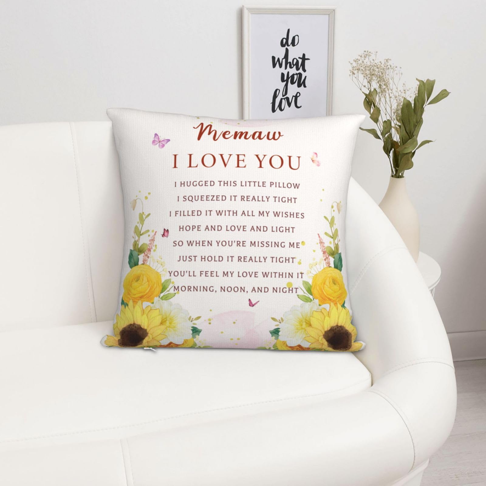 Mothers Day Memaw Gifts - Birthday Gifts for Memaw from Grandchildren - Best Grandma Memaws Ever Gift Throw Pillow Cover 18"X 18"