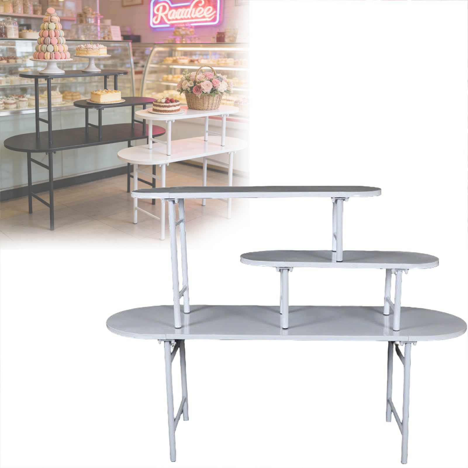 3 Piezas Bandejas para Tartas, Decoración para Interiores Y Exteriores Servicio Alimentos Podios Exhibición para Cumpleaños Showers Bodas Fiestas(White)