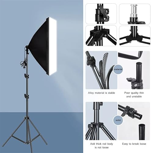 Miniatura 3 de MGWYE Photography softbox Lighting Soft Box with Tripod E27 Photographic Bulb Continuous Light System for Photo Studio (Color  D, Size  160cm)