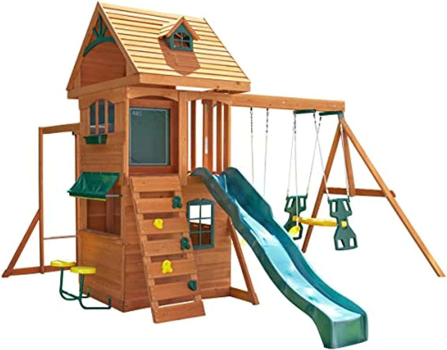 Kidkraft B270855 Ridgeview Deluxe Clubhouse Wooden Swing Set/Playset, Brown, Holds up to nine children with a maximum weight of 110 lb. per child