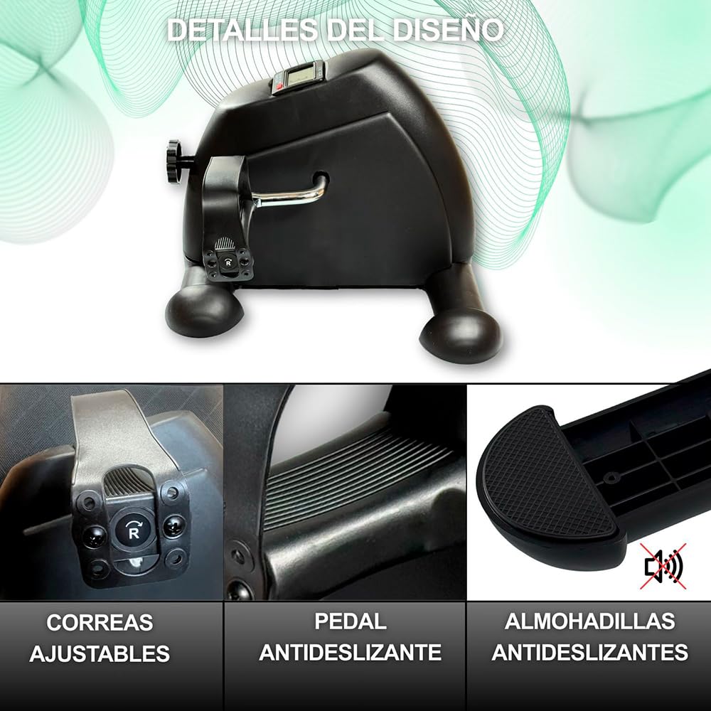 Pedales estáticos para Personas Mayores, para Ejercicio de rehabilitación de piernas y Brazos, Pedaleador Compacto, portátil y de fácil Montaje y Uso, Mini Bicicleta para Ejercicios(Negro)