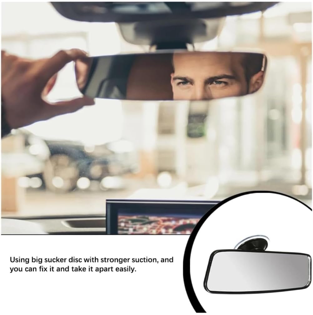 Interior Rearview Mirror 200 Mm Car Truck Wide Flat Interior 360° Rotating Rear View Mirror Vehicle Suction Stick Rearview Mirror