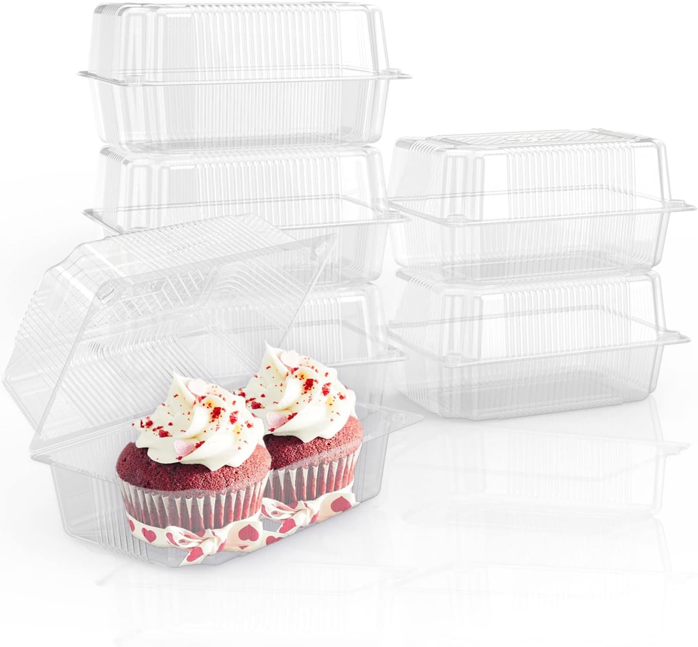 100 Pcs Clear Hoagie Container, 7.2 x 4.75 x 3.7 inch Plastic Hinged Food Container, Disposable Clamshell Take Out Food Containers for Salads, Hamburger, Fruit, Cake, Cookie, Sandwiches