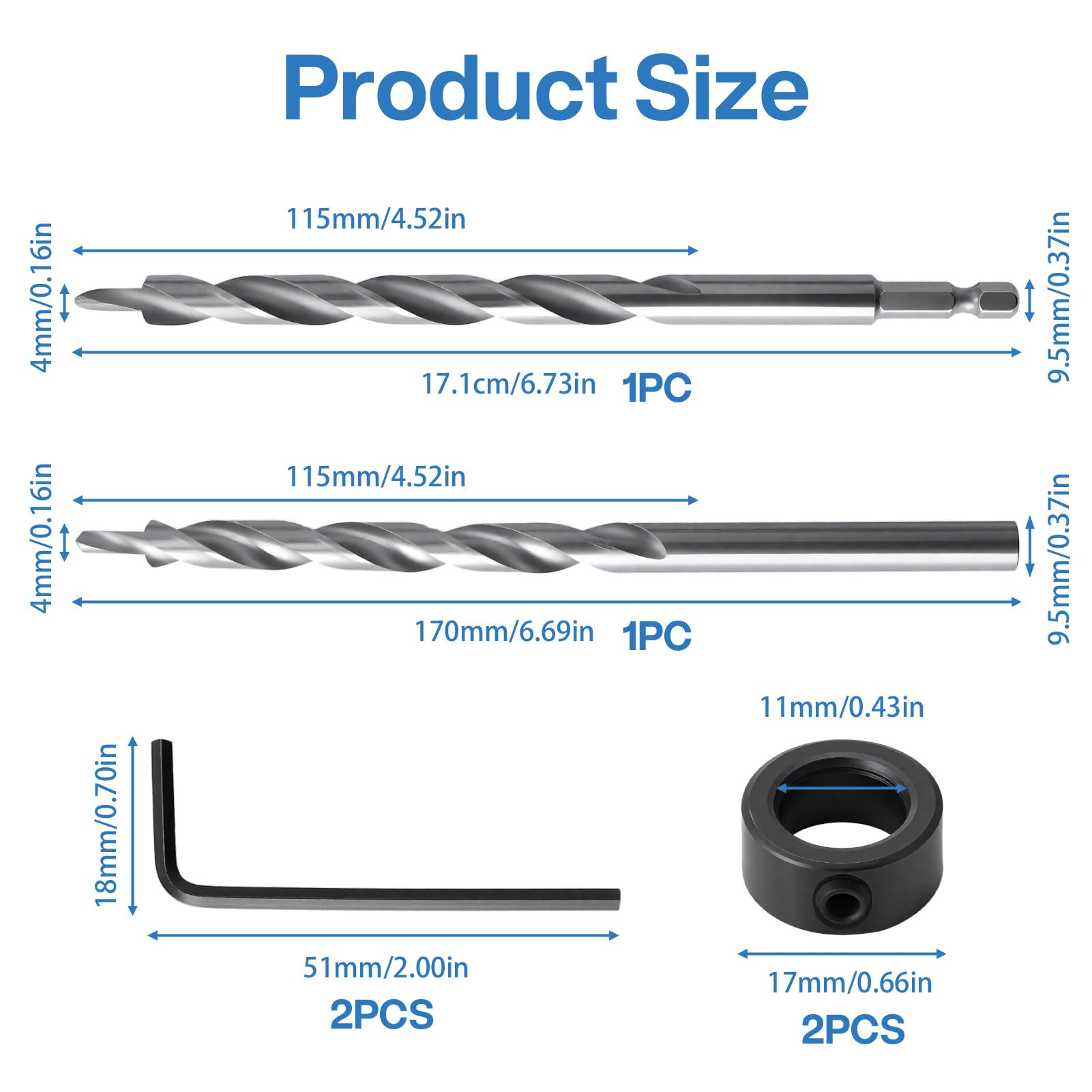 2 Pcs 9.5mm Pocket Hole Drill Bits - Image 3