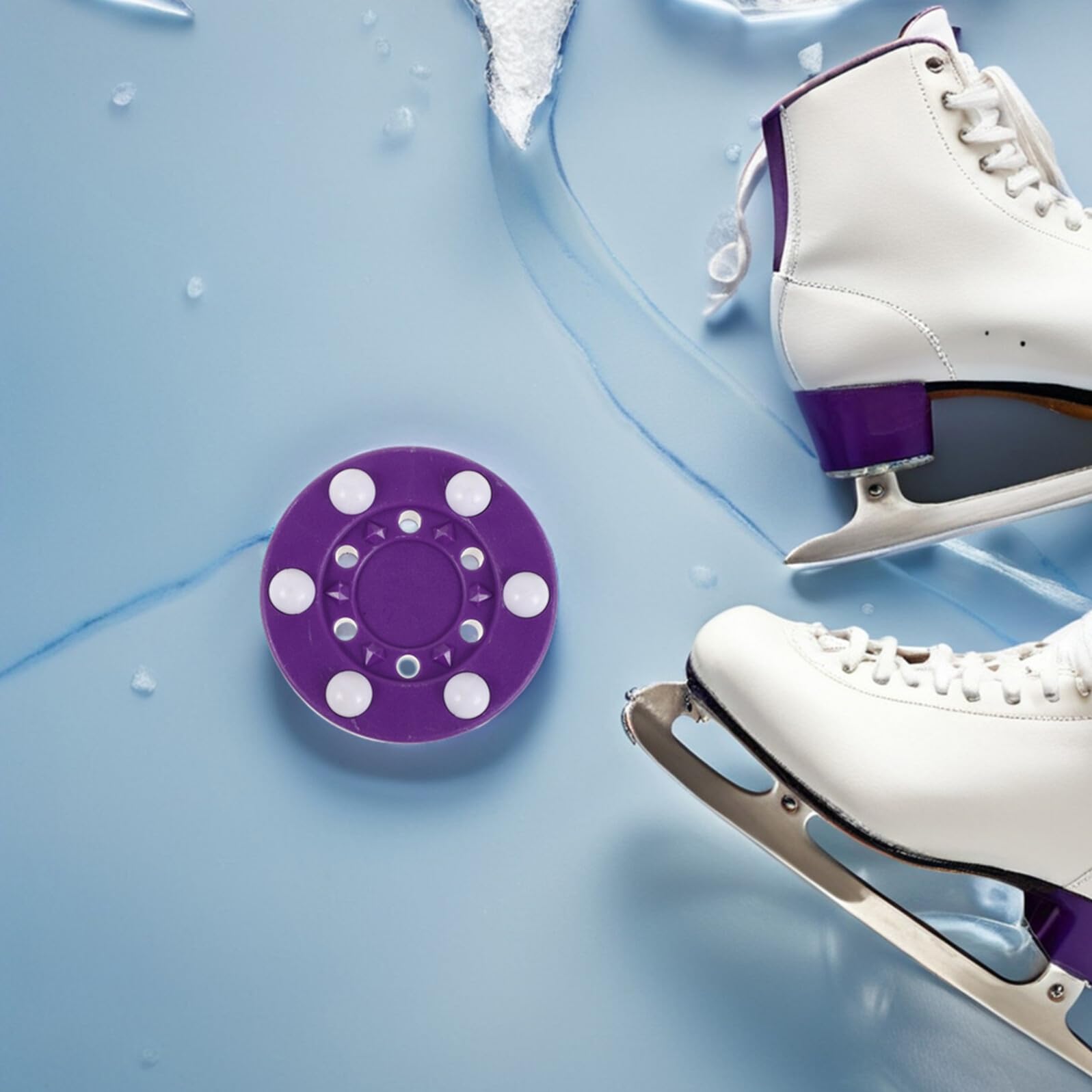 BESPORTBLE Palet de Hockey Hors Glace Pourpre 2pcs, Taille Officielle, Design Optimisé Six Billes, Léger, pour Entraînement en Garage et Compétitions