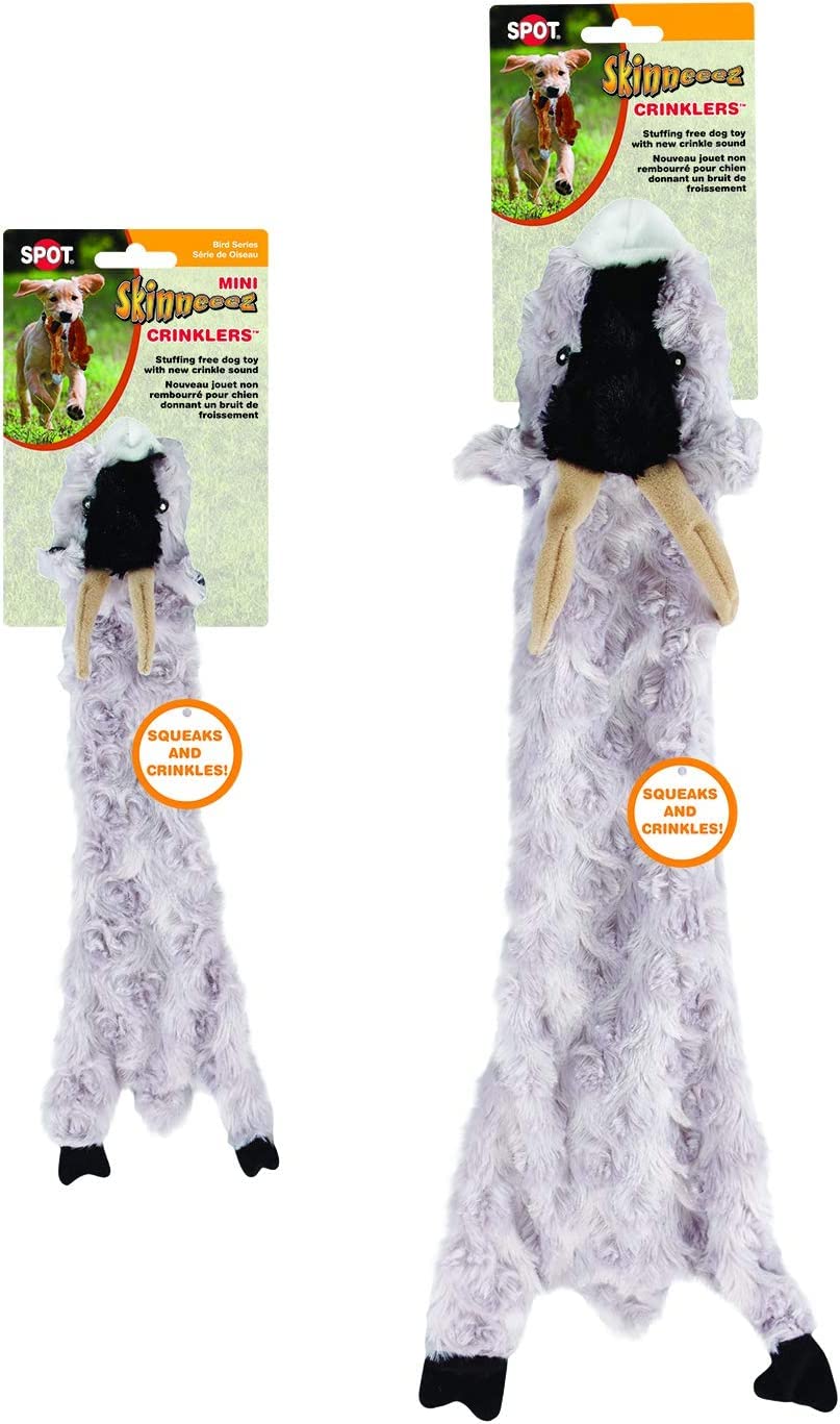 Ethical Pet Spot Mini Skinneeez Crinklers Goat Plush Squeaker Dog Toy - 5 Pack
