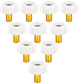 Pex Fittings Adapter 1/2 inch X 1/2 Pex Female Fittings NPT PEX Swivel adapter,RV PEX Plumbing Fittings Brass Crimp Fitting Pex Faucet Connector (Brass,10Packs)