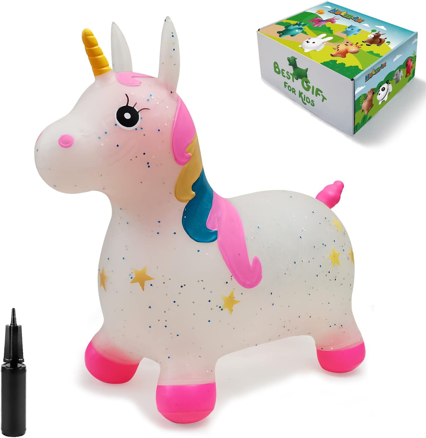 HotMax Transparent Glittery Bouncy Horse, Inflatable