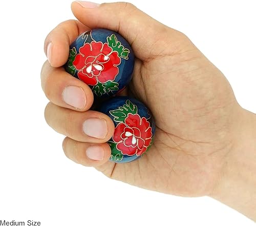 Miniatura 3 de Top Chi Bolas de baoding de peonía con soporte de bambú (grande de 2 pulgadas)