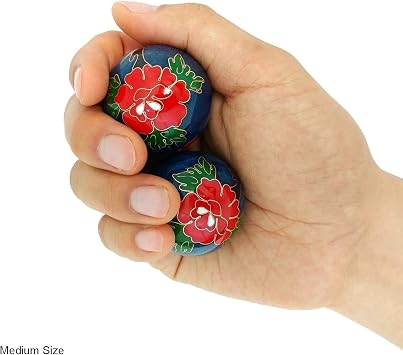 Top Chi Peony Baoding Balls with Bamboo Stand (Medium 1.6 Inch)
