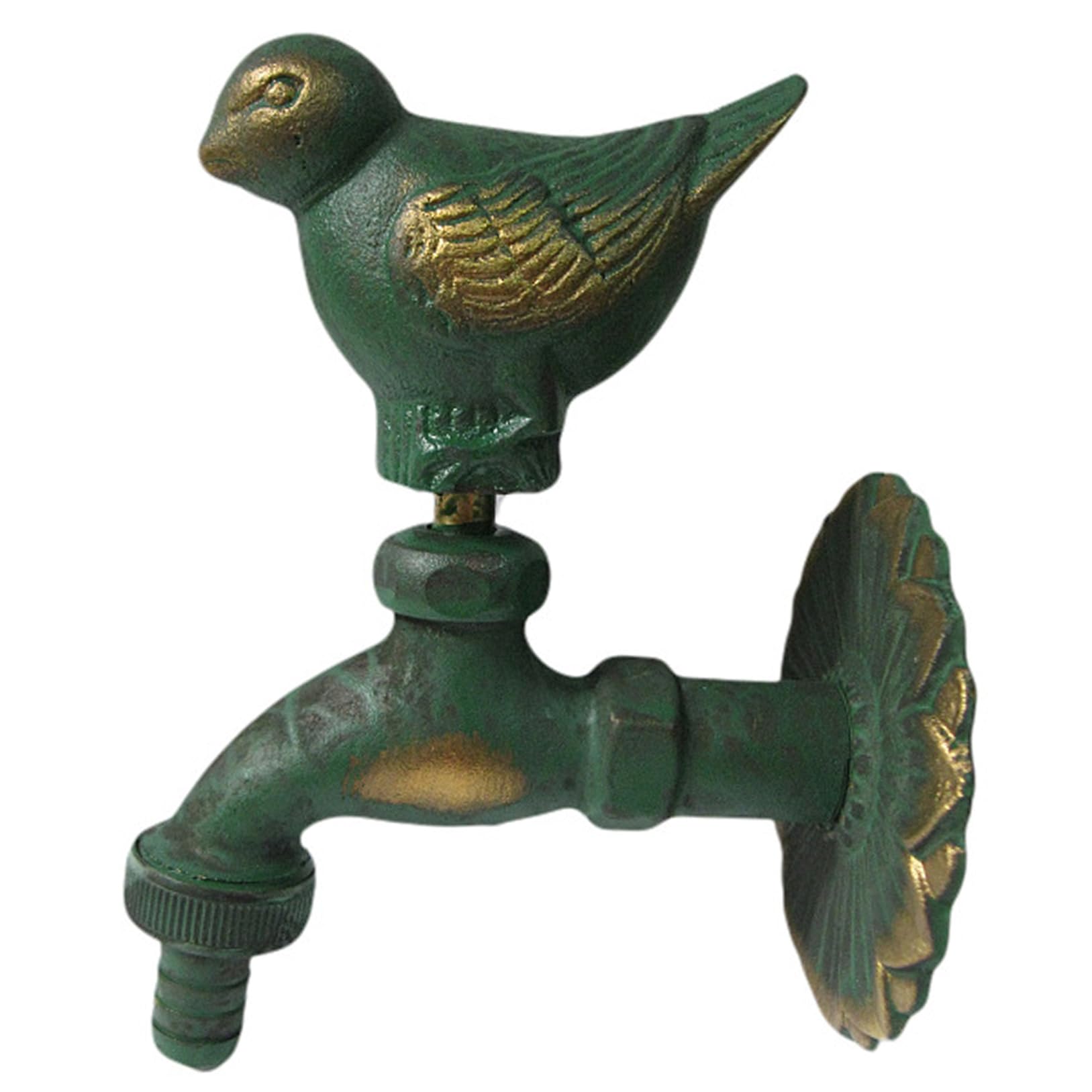 Vintage Brass Garden Faucet with Pigeon Handle, Wall Mounted Exterior Water Tap for 3/8 Inch Water Pipe, Decorative Outdoor Garden Faucet