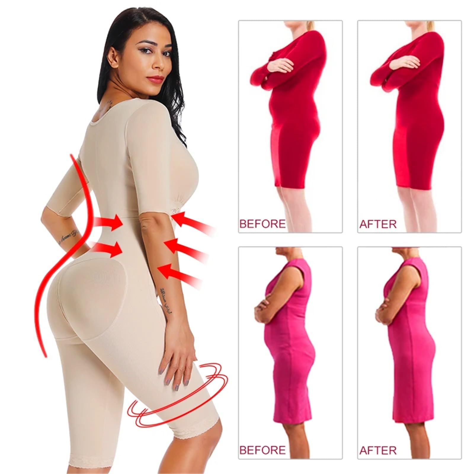 Bodysuit Shapewear Shaper Completo for Il Corpo Dimagrante Shapewear Vita Trainer Corsetto Butt Lifter Intimo for Il Controllo della Pancia für Snellente(S)