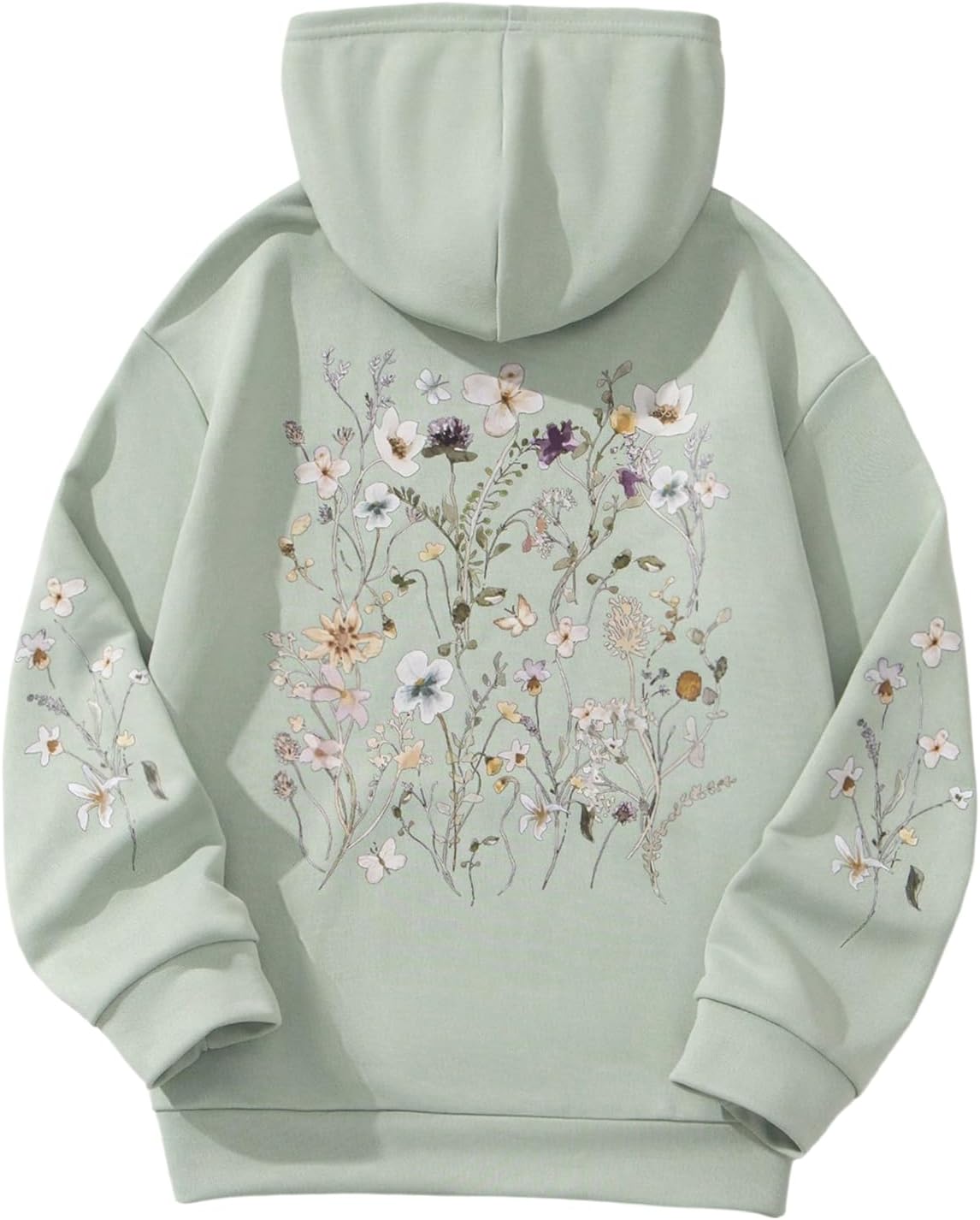 Floerns Girl's Floral Print Long Sleeve Hoodie Pullover Pocket Cute Hooded Sweatshirts