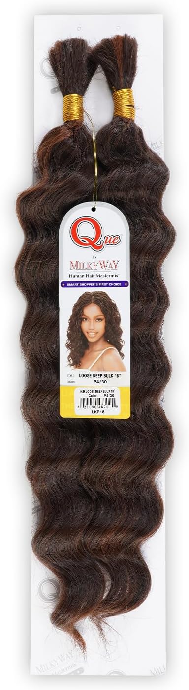 QUE LOOSE DEEP BULK 18" - MilkyWay Que Human Hair MasterMix Weave Extensions #4/30