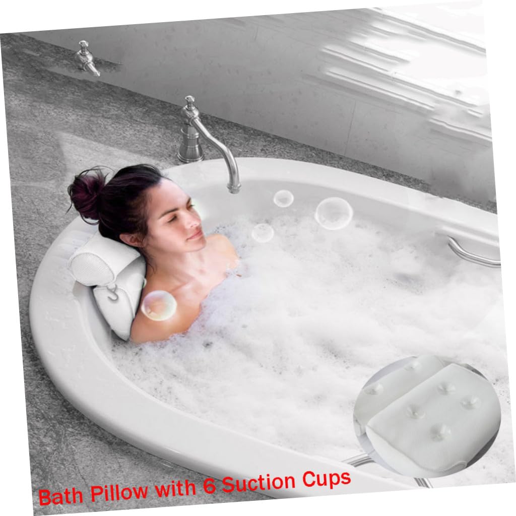 Cuscino da Vasca da Bagno in 3d Mesh Bianco con 6 Ventose