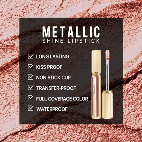 Image of Depuplum Nude Lipsticks for Women Metallic Glitter Lipstick Long Lasting