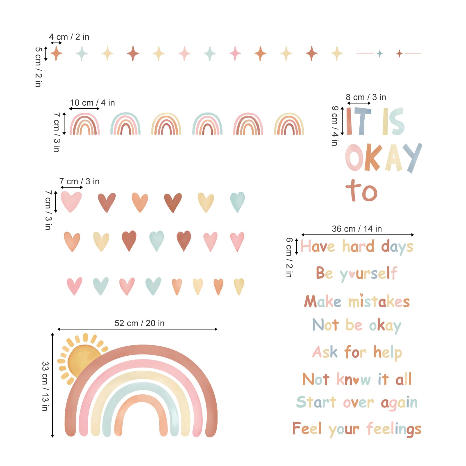 Adesivi Murali Arcobaleno Per Bambini | Sticker Motivazionali Per Cameretta | Decorazione Facile E Colorata - Foto 3