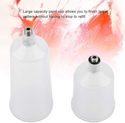 Miniatura 3 de Juego de 2 vasos de pintura en aerosol, 0.7 fl oz, 1.4 fl oz, pistola de pintura de plástico, recipiente para aerógrafo no tóxico, parte de conector