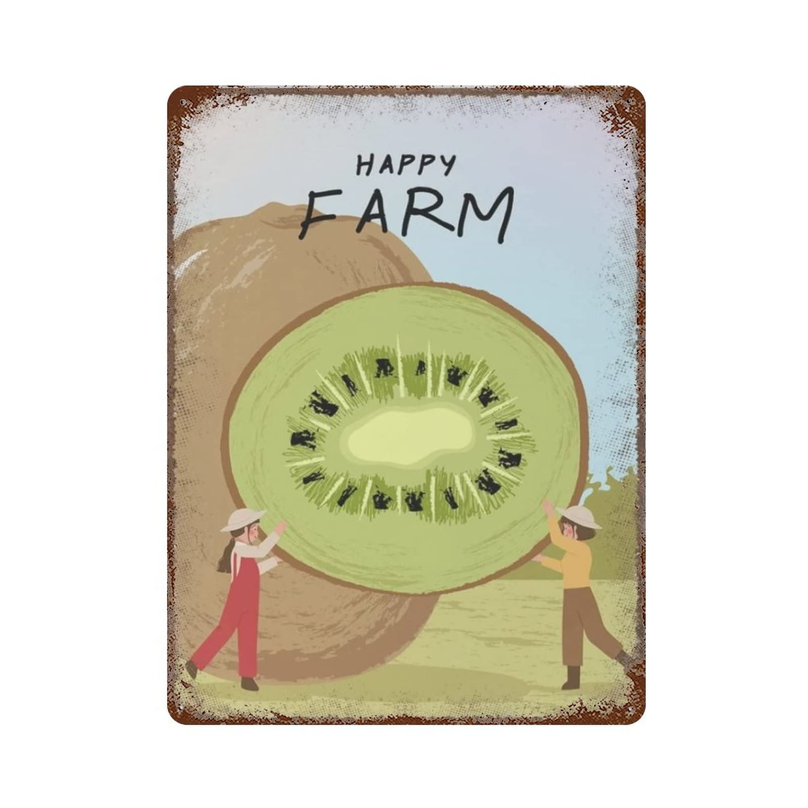 AOOEDM Happy Farm Kiwi Vintage Tin Sign Metal Tin Signs for Man Cave Funny Art Wall Plaque Kitchen Bar Pub Coffee Shop Wall Decor