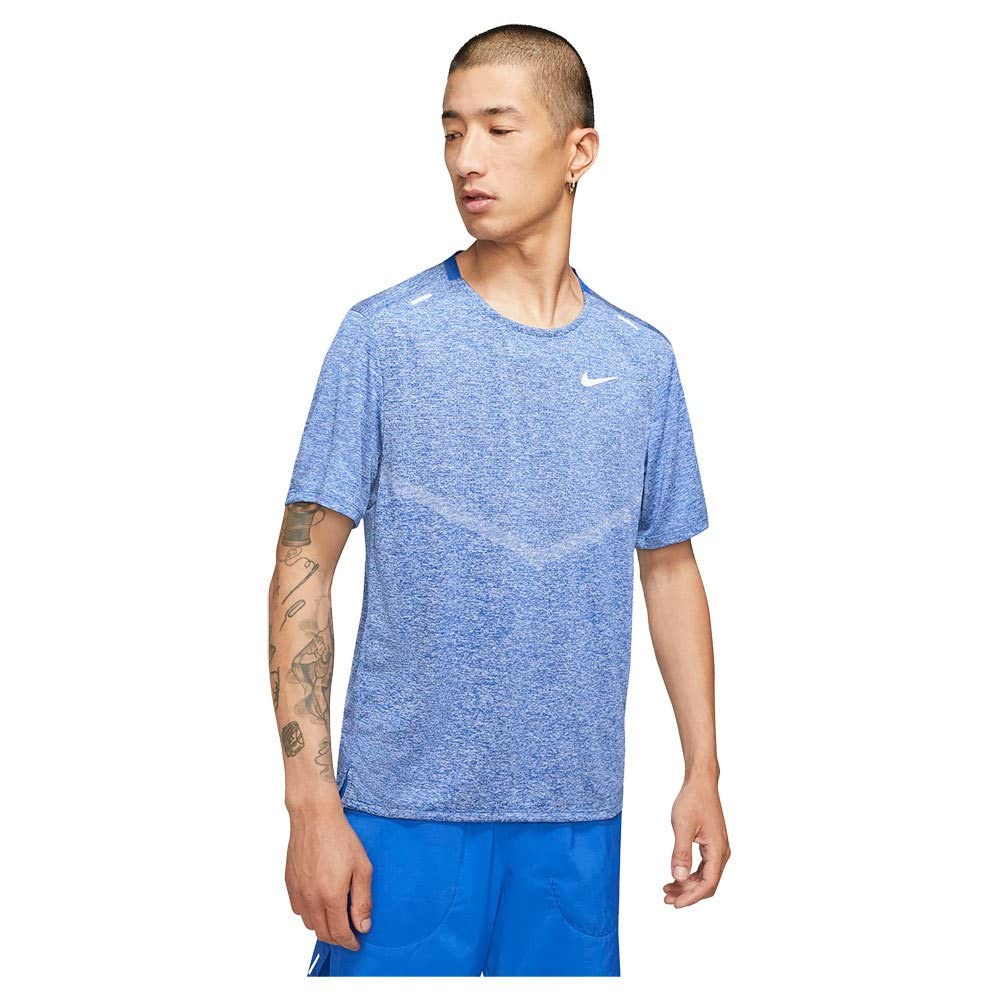 NIKE CZ9184-482 M NK DF RISE 365 SS Sweatshirt Men's Game Royal/Htr/Slicctive Silv L