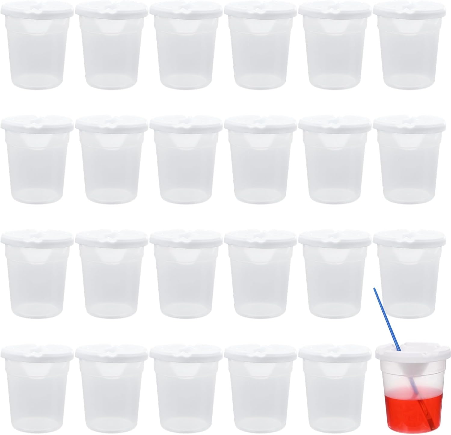 Set Of 24 No-Spill Paint Cups With Lids, Plastic Paint Cups For Arts And Crafts, Ideal For Painting Parties And Classrooms