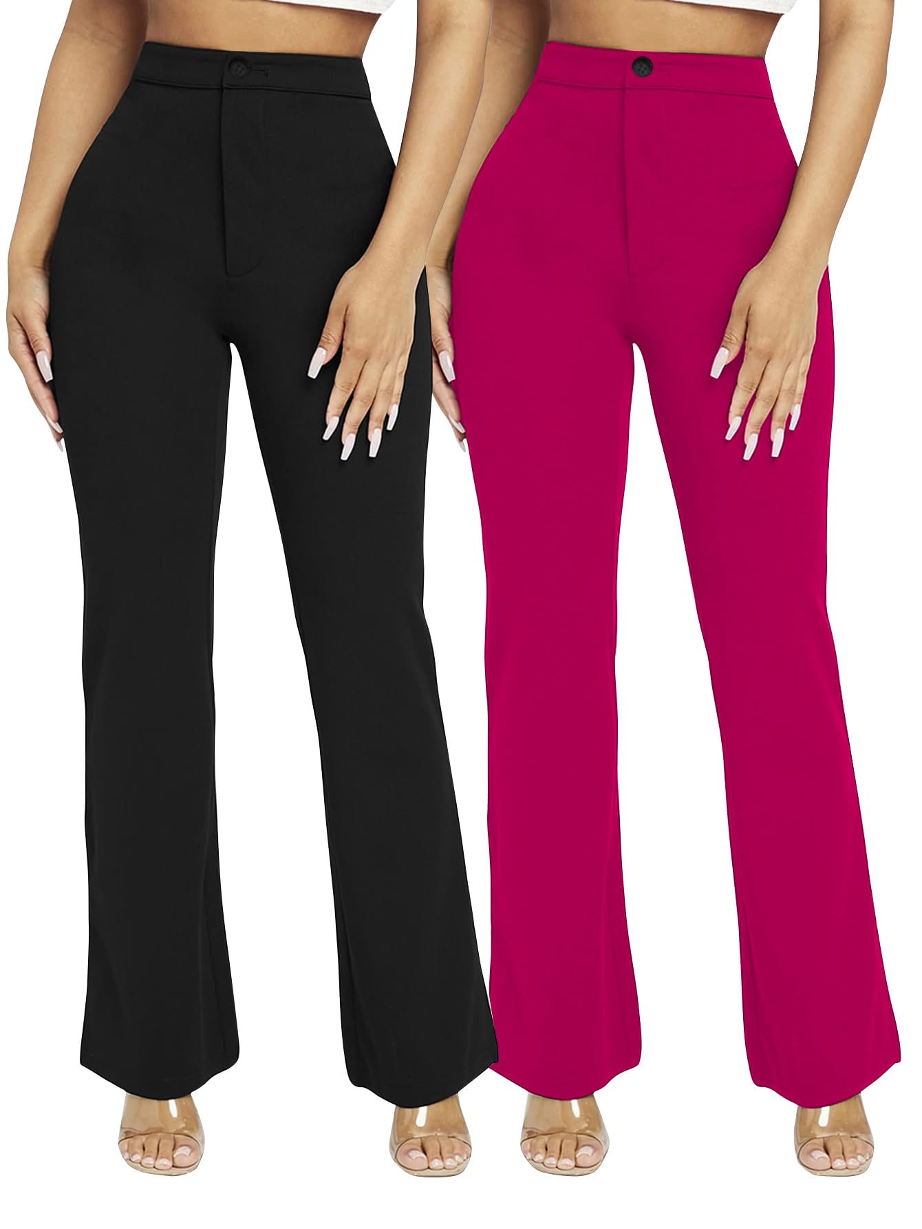Trousers for Woman Pants Women's Formal Office Korean | Beige Track Pant | Straight | Cotton Spandex Stretchable Trouser | High-Waisted Bottom Wear | Pack of 2 Combo-picture-27