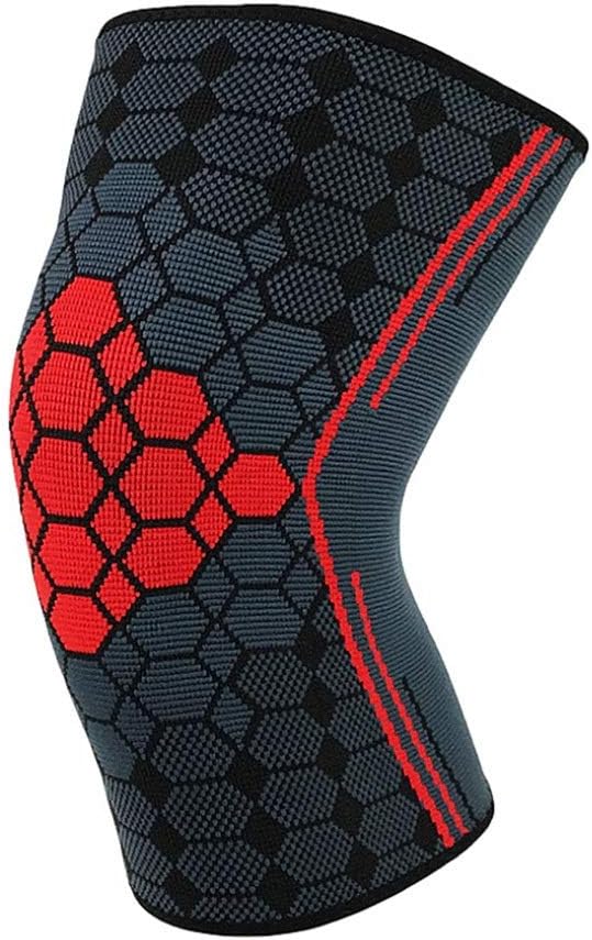 1 Pair Sport Knee Pad Nylon Elastic Basketball Volleyball Kneepad Support Football Fitness Gear Brace Training Protector(White-Dinosaur Doodle4,L)