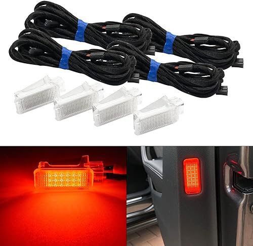 Miniatura 1 de 4 unids rojo LED interior cortesía puerta luz para Audi A3 S3 A4 S4 A5 S5 A6 S6 RS6 A8 S8 Q3 Q4 Q5 Q7 Q8 LED panel de puerta lateral advertencia