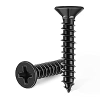 Vista 7 de 100 piezas de tornillos Phillips de cabeza plana de acero inoxidable 18-8 (A2) de 4 mm x 25 mm, tornillo de madera con recubrimiento negro de 4 mm x