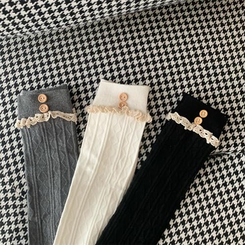 Image of Women's Thigh High Lace Boot Socks - Knee High Warmer With Lace Trim Long Stocking for Cosplay