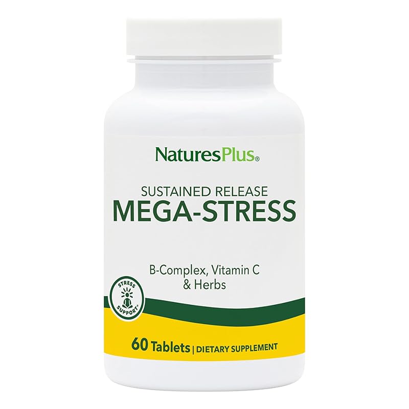NaturesPlus Suplemento de Complexo B com vitamina C, camomila e ervas, liberação prolongada, 60 comprimidos