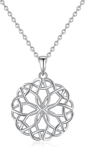 VOVEAT Celtic Knot Necklace 925 Sterling Silver Good Luck Celtic Necklace Amulet Protection Necklace Birthday Valentines Day Gifts Amulet Protection