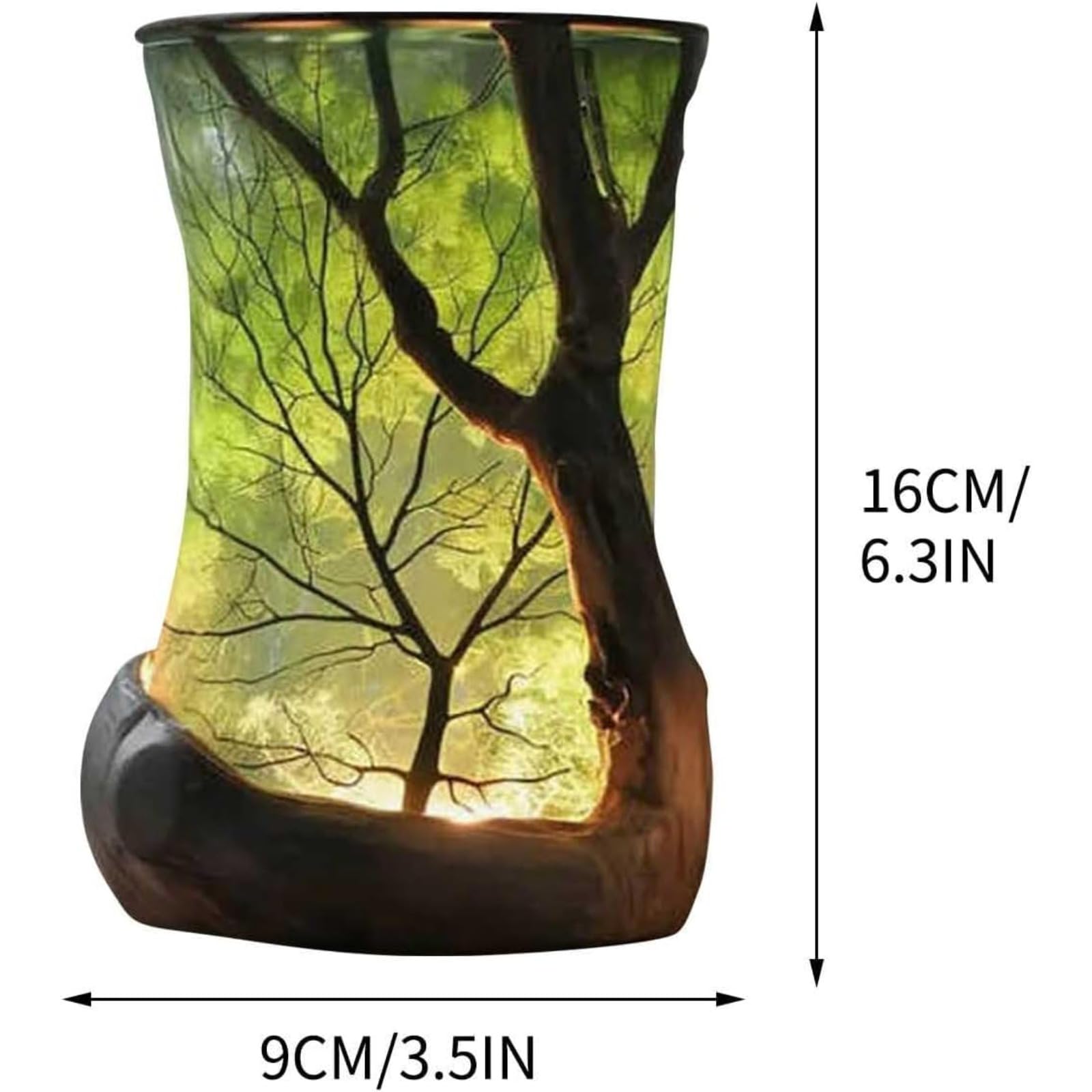 Enchanted Forest Lamp, Nature Inspired Ambient LED Table Lamp, Vintage Lantern Style Tree Shadow Night Light, Cozy Decorative Desk Lamp for Bedroom Living Room Home Decor Gift (3PC) — view 6