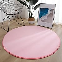 SK Studio Rond pluizig zacht gebied tapijten fuzzy pluche antislip Shag tapijt voor kinderkamer, slaapkamer, woondecoratie roze, diameter 2 voet
