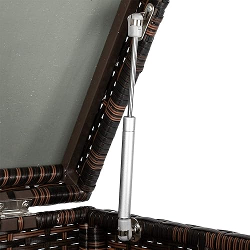 Miniatura 7 de Henf Caja grande de almacenamiento de mimbre para exteriores de 132 galones, caja de almacenamiento de ratán para patio, organizador de